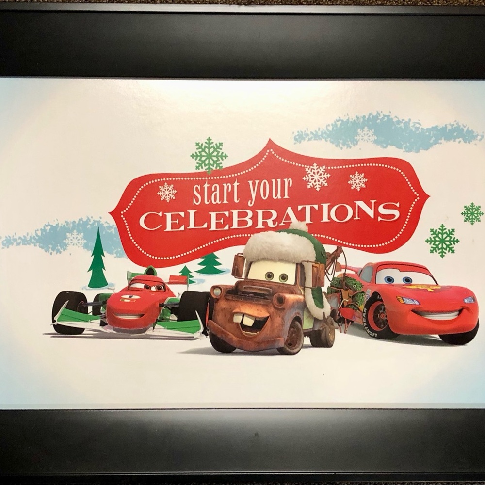 Disney Cars Characters Christmas Themed Framed Poster Print New
